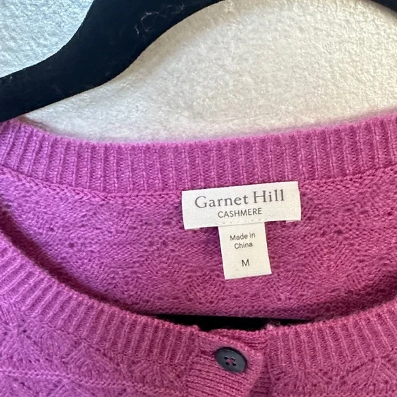 Garnet Hill Cashmere Purple Knit Cardigan sz medium - Picture 2 of 8